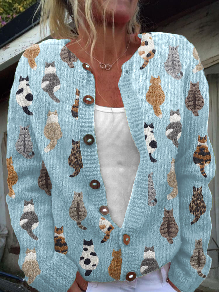 Trinidad™ | Cárdigan Acogedor con Estampado de Gatos