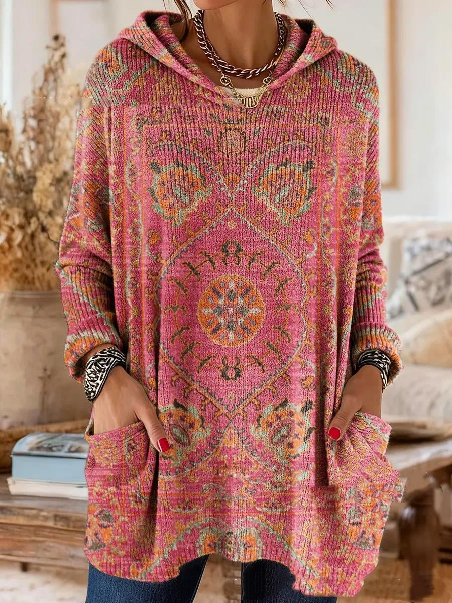 Antonia™ | Túnica con Capucha y Estampado Retro