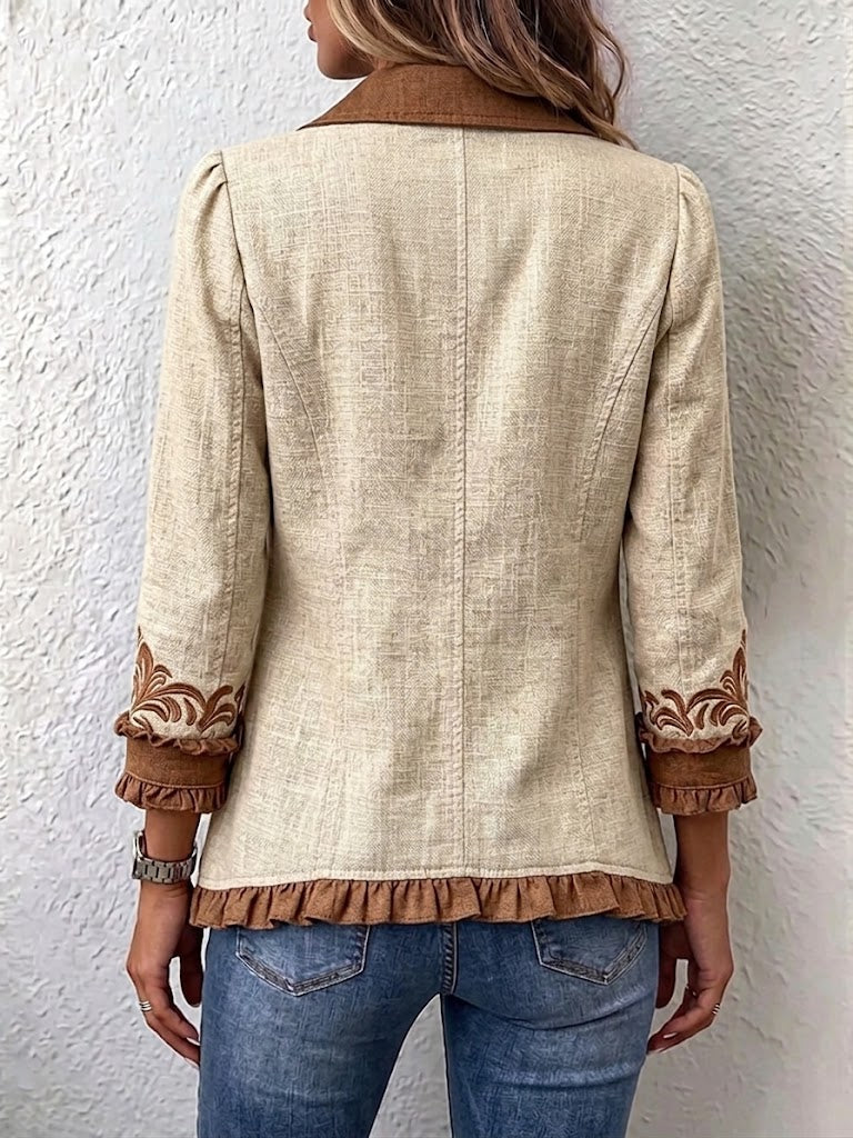 Sofía | Chaqueta boho vintage con flores y volantes