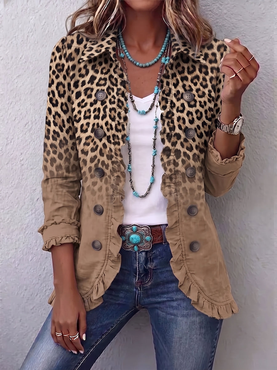 Nuria | Chaqueta vintage de leopardo degradado con volantes