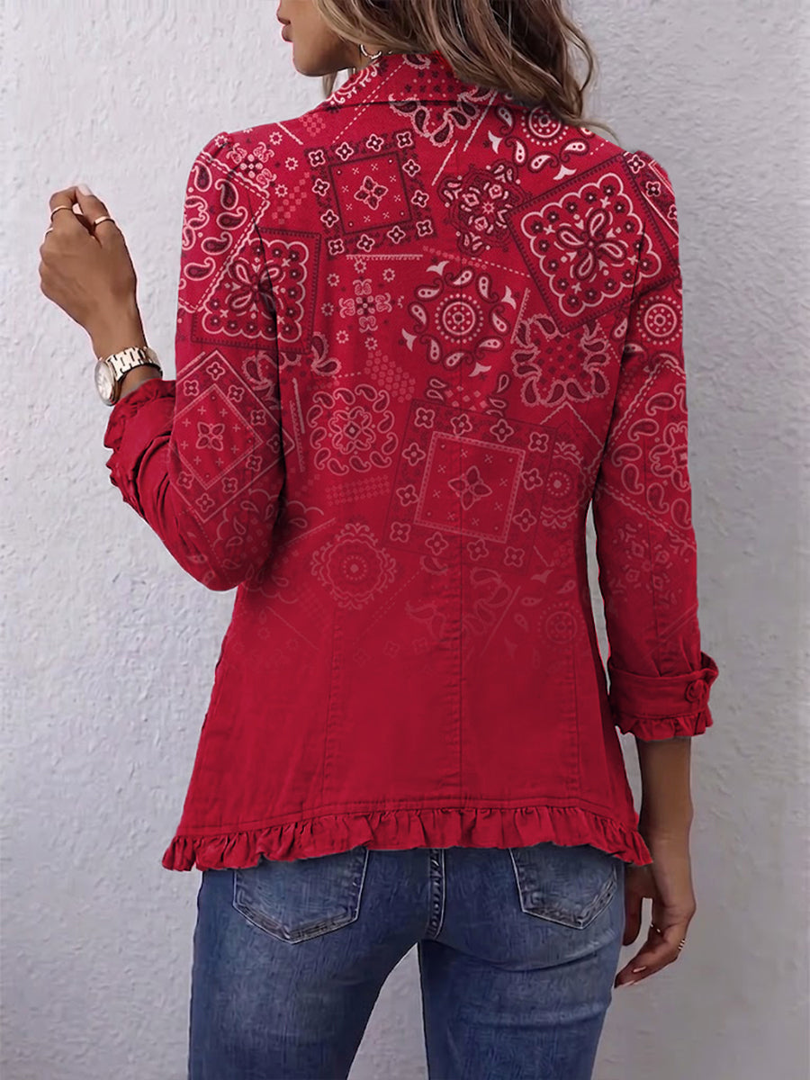 Marina | Chaqueta bohemia de cachemira degradada con volantes