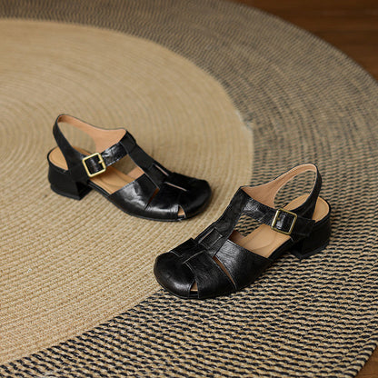 Julia | Sandalias de Piel con Tiras y Punta Cuadrada