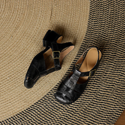 Julia | Sandalias de Piel con Tiras y Punta Cuadrada