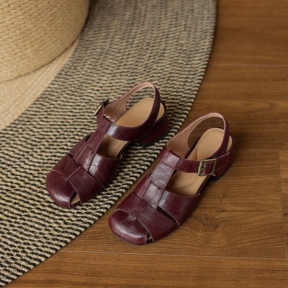 Julia | Sandalias de Piel con Tiras y Punta Cuadrada
