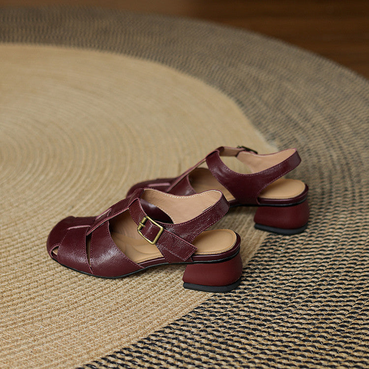Julia | Sandalias de Piel con Tiras y Punta Cuadrada