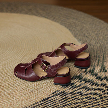Julia | Sandalias de Piel con Tiras y Punta Cuadrada