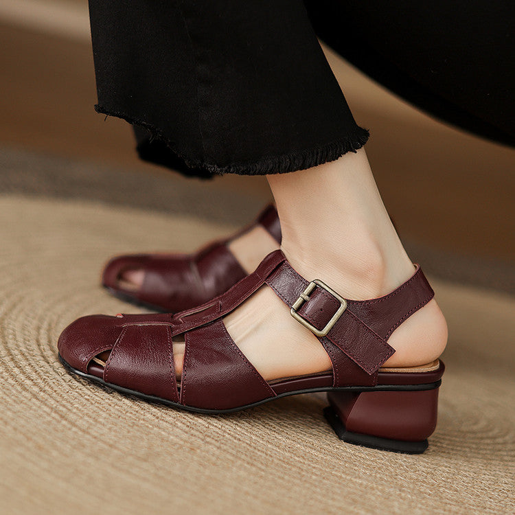 Julia | Sandalias de Piel con Tiras y Punta Cuadrada