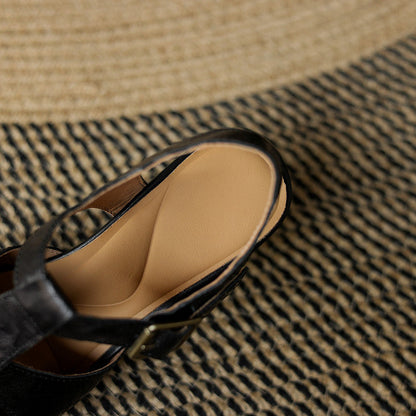 Julia | Sandalias de Piel con Tiras y Punta Cuadrada