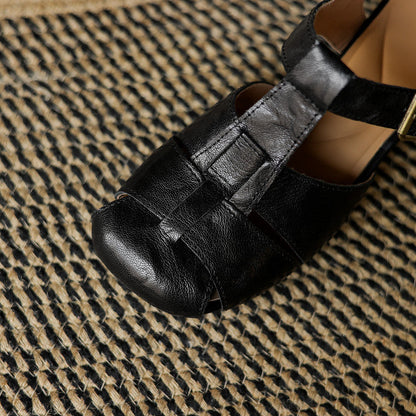 Julia | Sandalias de Piel con Tiras y Punta Cuadrada