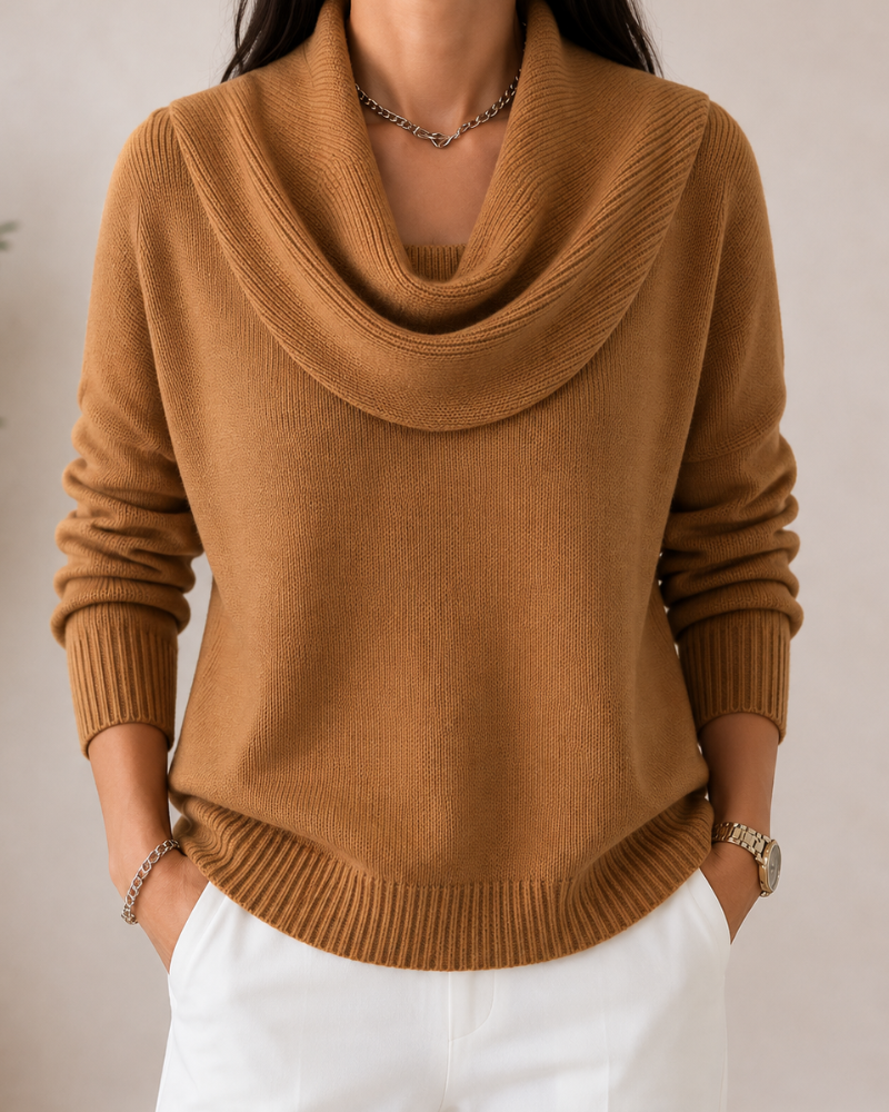 Sofía™ | Suéter Elegante de Cuello Drapeado