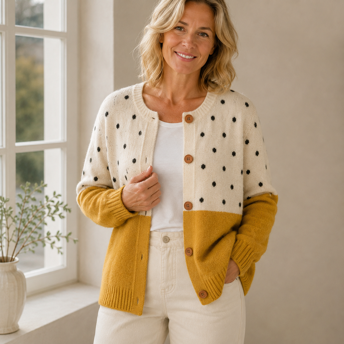 Laura | Cárdigan Amarillo con Botones
