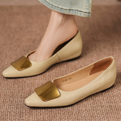 Alicia | Zapatos Planos de Piel con Detalle Joya