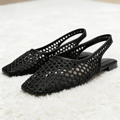 ALBIONA™ | Sandalias Planas de Malla con Punta Cuadrada