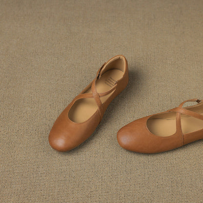 Silvia | Bailarinas de Piel con Tiras Cruzadas