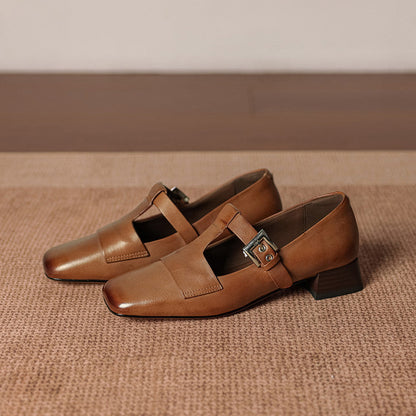 Carmen | Zapatos de Tacón de Piel con Pulsera en T