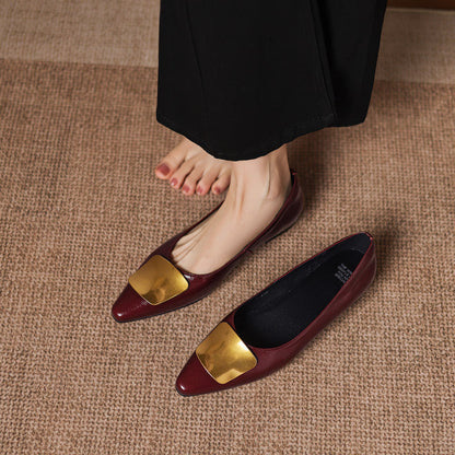 Alicia | Zapatos Planos de Piel con Detalle Joya