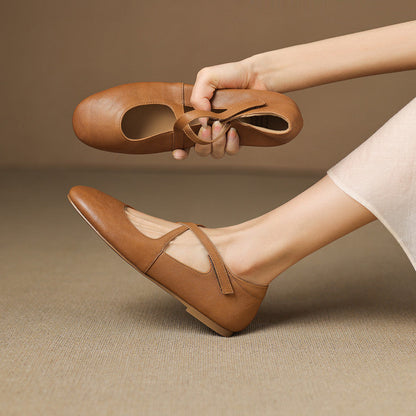 Silvia | Bailarinas de Piel con Tiras Cruzadas