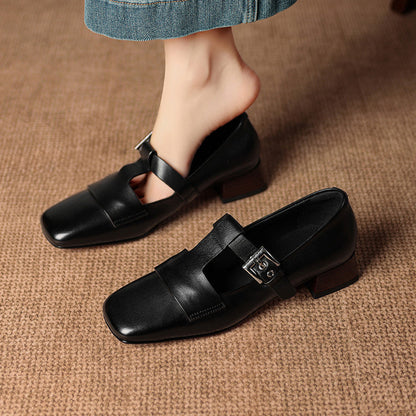 Carmen | Zapatos de Tacón de Piel con Pulsera en T