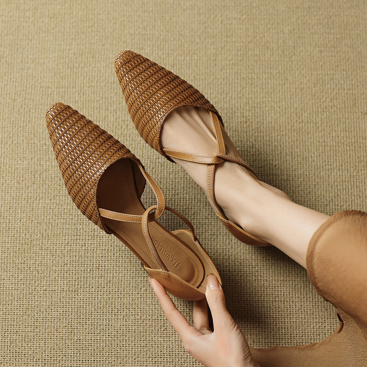 Elena | Zapatos de Tacón Bajo en Piel Trenzada