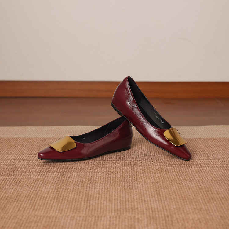 Alicia | Zapatos Planos de Piel con Detalle Joya
