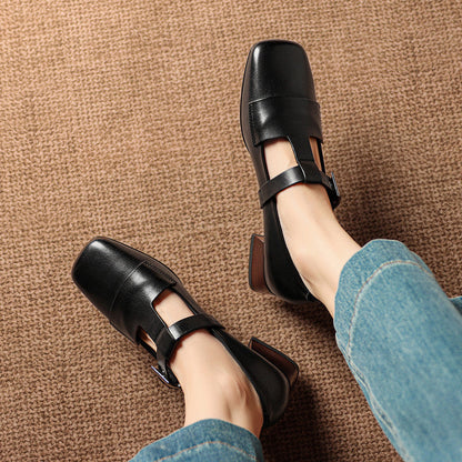 Carmen | Zapatos de Tacón de Piel con Pulsera en T