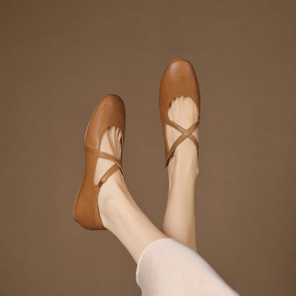 Silvia | Bailarinas de Piel con Tiras Cruzadas