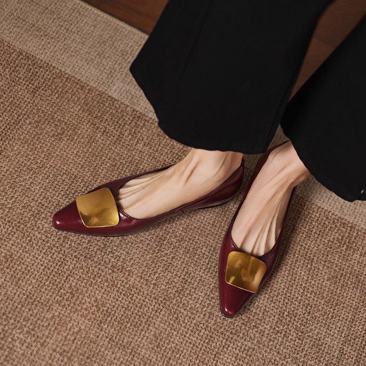 Alicia | Zapatos Planos de Piel con Detalle Joya