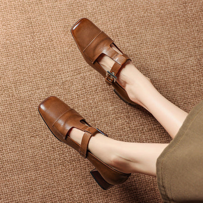 Carmen | Zapatos de Tacón de Piel con Pulsera en T