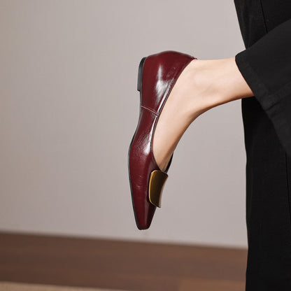 Alicia | Zapatos Planos de Piel con Detalle Joya