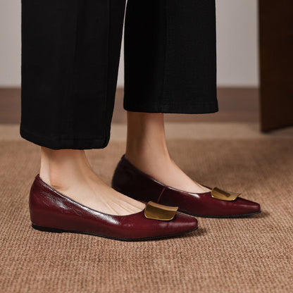 Alicia | Zapatos Planos de Piel con Detalle Joya