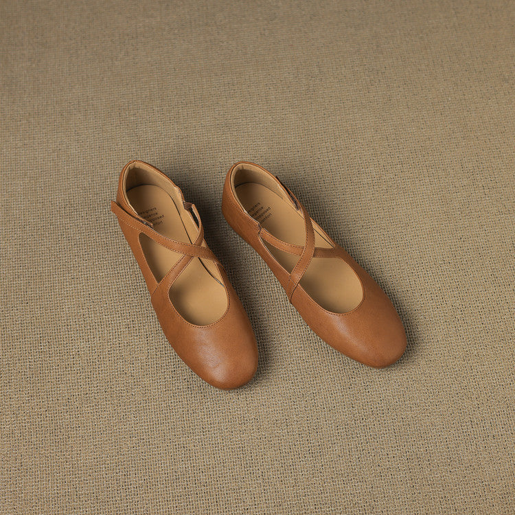 Silvia | Bailarinas de Piel con Tiras Cruzadas