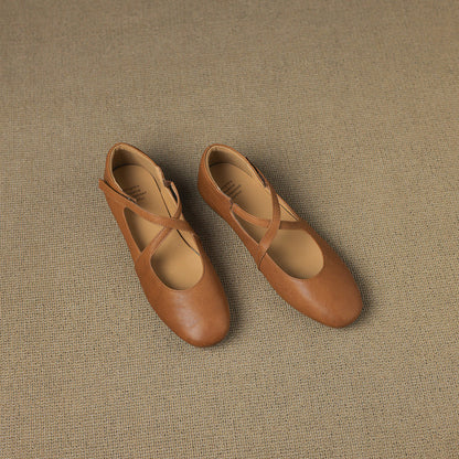 Silvia | Bailarinas de Piel con Tiras Cruzadas