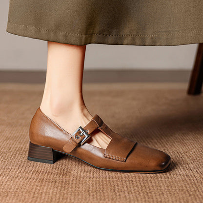 Carmen | Zapatos de Tacón de Piel con Pulsera en T