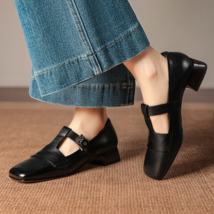 Carmen | Zapatos de Tacón de Piel con Pulsera en T