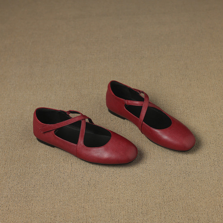Silvia | Bailarinas de Piel con Tiras Cruzadas