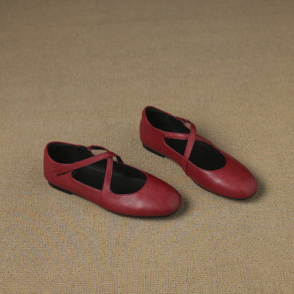 Silvia | Bailarinas de Piel con Tiras Cruzadas