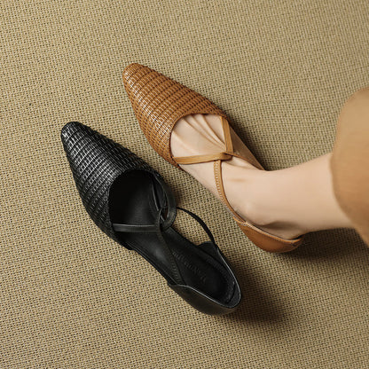 Elena | Zapatos de Tacón Bajo en Piel Trenzada