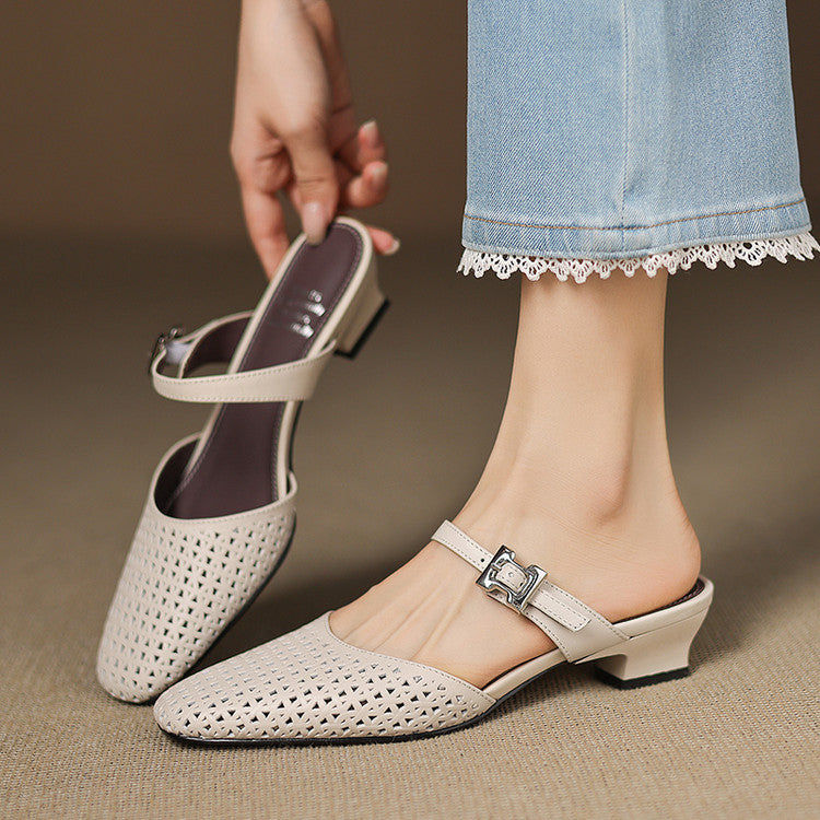 Teresa | Mules de Piel Troquelada