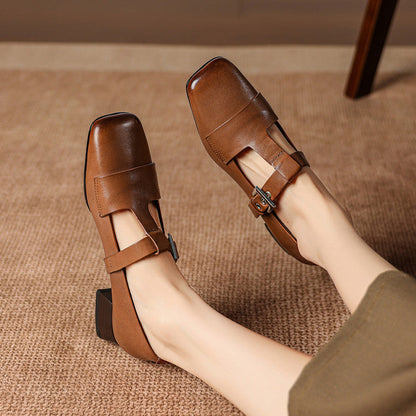 Carmen | Zapatos de Tacón de Piel con Pulsera en T