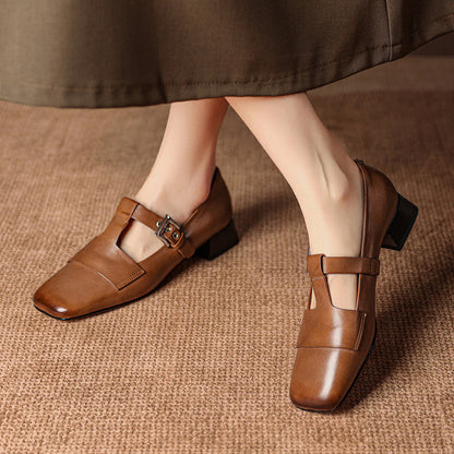 Carmen | Zapatos de Tacón de Piel con Pulsera en T