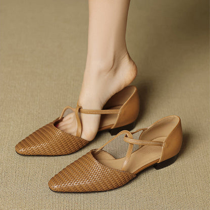 Elena | Zapatos de Tacón Bajo en Piel Trenzada