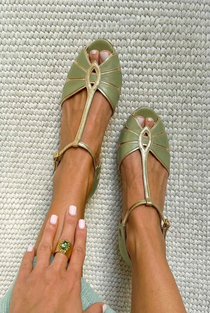Estela Zapatos con Tacón Ancho y Correa en T