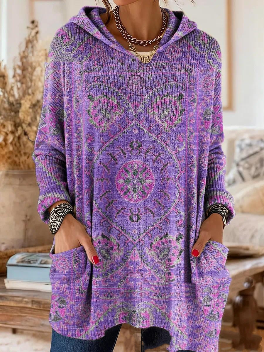 Antonia™ | Túnica con Capucha y Estampado Retro