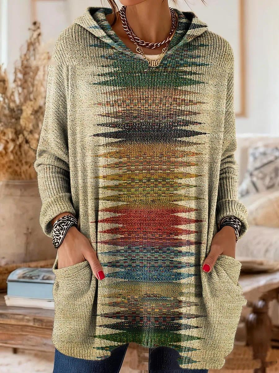 Antonia™ | Túnica con Capucha y Estampado Retro