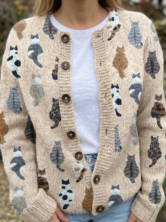 Trinidad™ | Cárdigan Acogedor con Estampado de Gatos