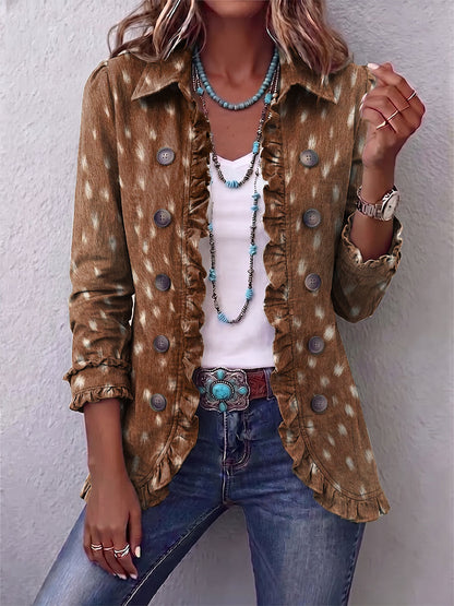 Inés | Chaqueta boho con estampado animal y volantes