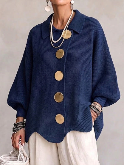 Adriana | Cárdigan Oversize de Punto con Botones Joya