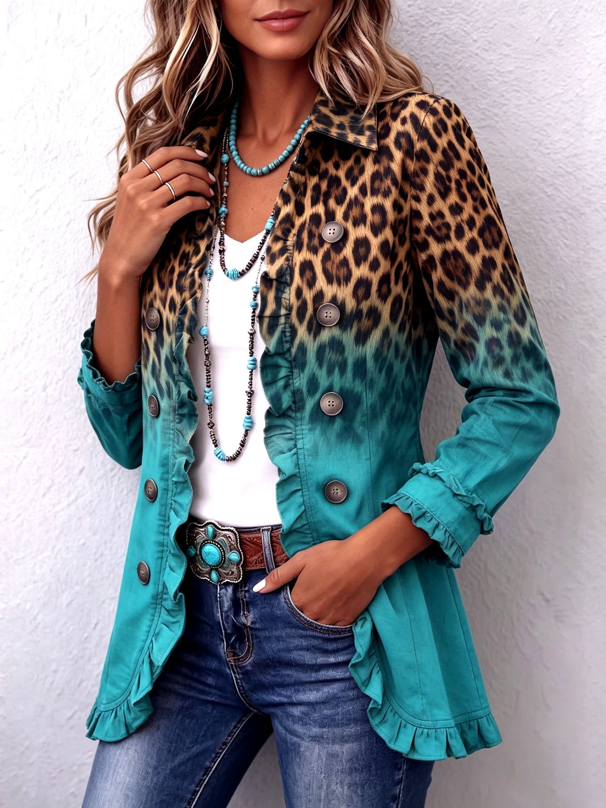 Lucía | Americana de leopardo degradado con volantes