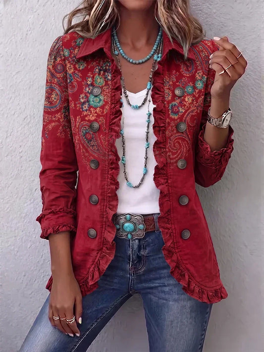 Sofía | Chaqueta boho de cachemira con volantes