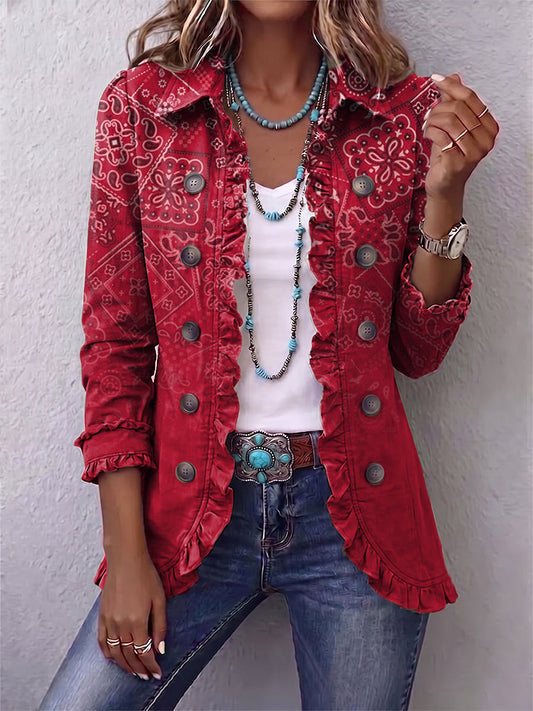 Marina | Chaqueta bohemia de cachemira degradada con volantes